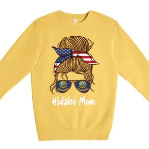 Idaho Mom Retro Patriotic American Flag Mothers Day Meaningful Gift Premium Crewneck Sweatshirt