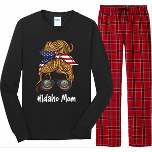 Idaho Mom Retro Patriotic American Flag Mothers Day Meaningful Gift Long Sleeve Pajama Set