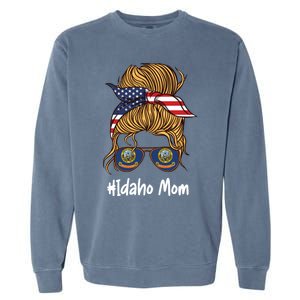 Idaho Mom Retro Patriotic American Flag Mothers Day Meaningful Gift Garment-Dyed Sweatshirt