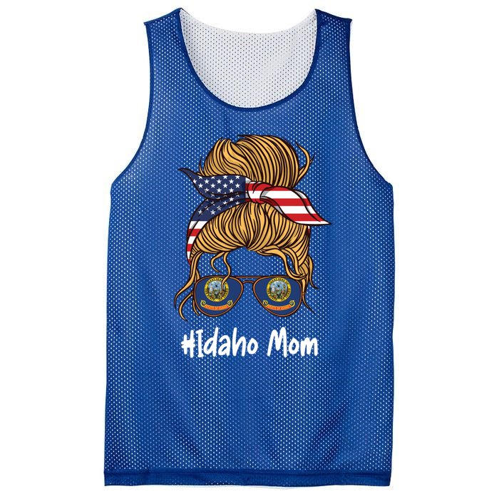 Idaho Mom Retro Patriotic American Flag Mothers Day Meaningful Gift Mesh Reversible Basketball Jersey Tank