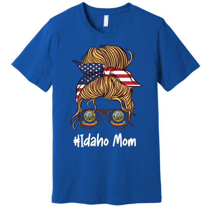 Idaho Mom Retro Patriotic American Flag Mothers Day Meaningful Gift Premium T-Shirt