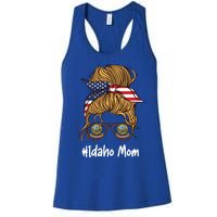 Idaho Mom Retro Patriotic American Flag Mothers Day Meaningful Gift Women's Racerback Tank