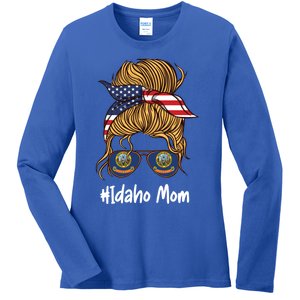 Idaho Mom Retro Patriotic American Flag Mothers Day Meaningful Gift Ladies Long Sleeve Shirt