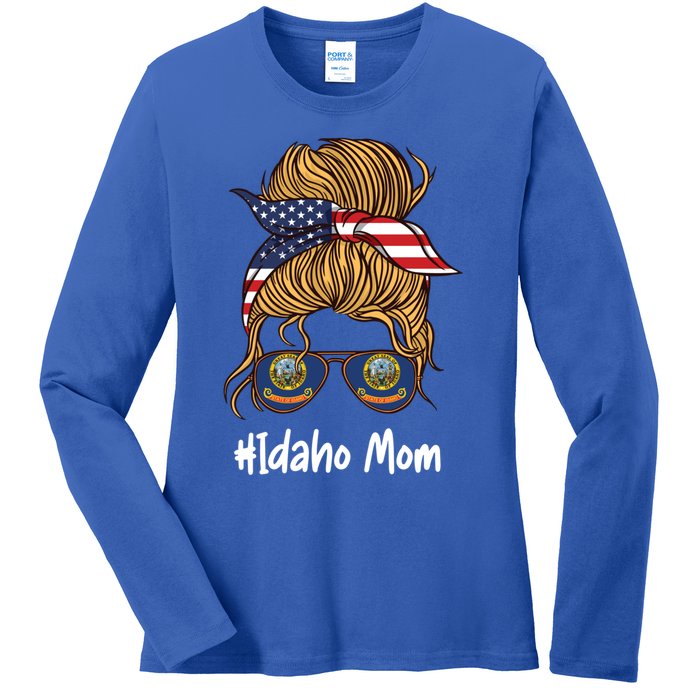 Idaho Mom Retro Patriotic American Flag Mothers Day Meaningful Gift Ladies Long Sleeve Shirt