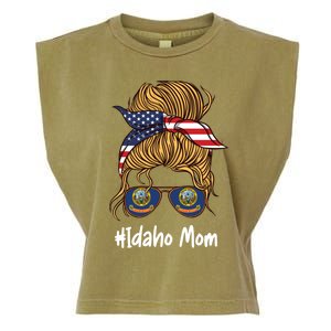 Idaho Mom Retro Patriotic American Flag Mothers Day Meaningful Gift Garment-Dyed Women's Muscle Tee