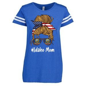 Idaho Mom Retro Patriotic American Flag Mothers Day Meaningful Gift Enza Ladies Jersey Football T-Shirt