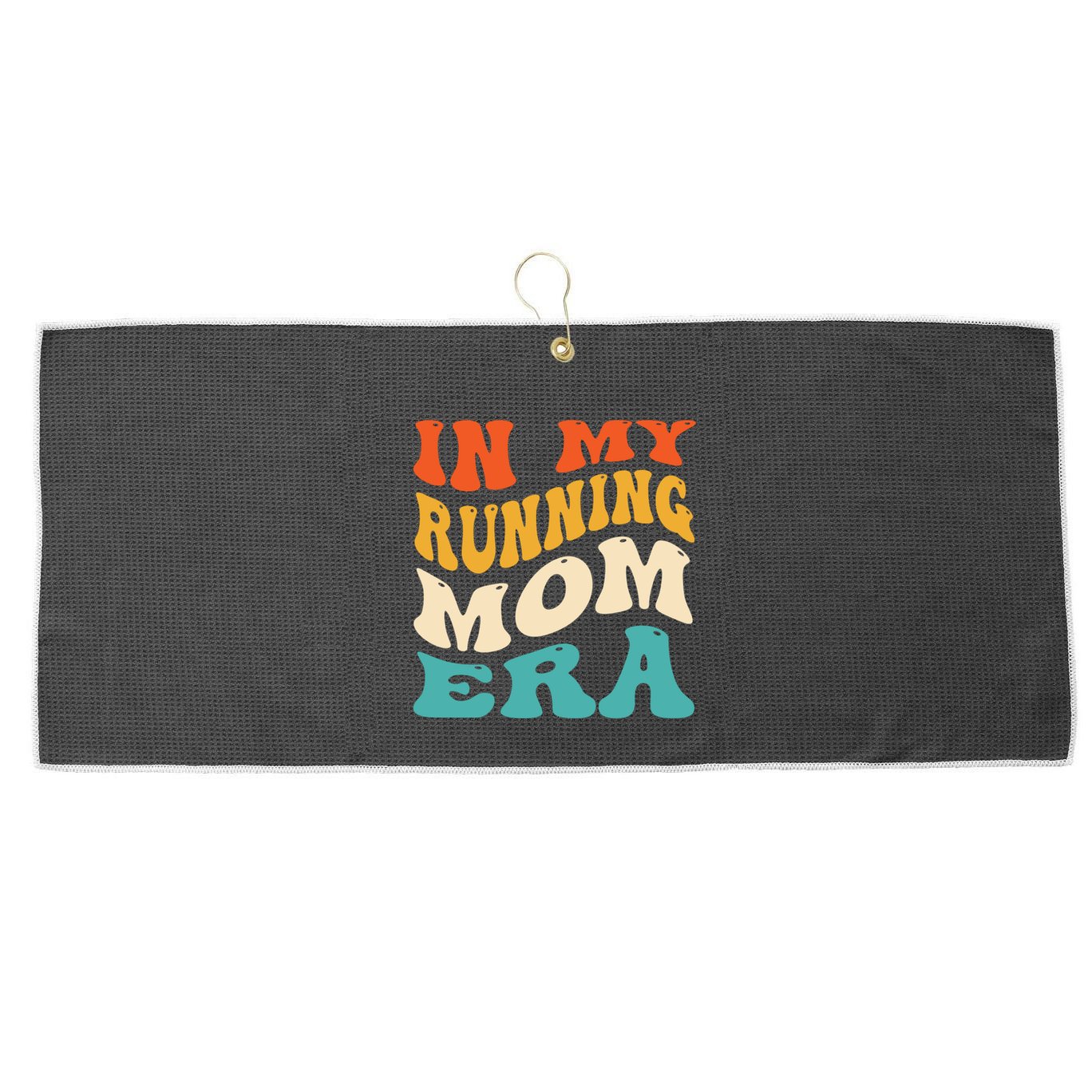 In My Running Mom Era Funny Runner Mom Retro Groovy Cute Gift Large Microfiber Waffle Golf Towel