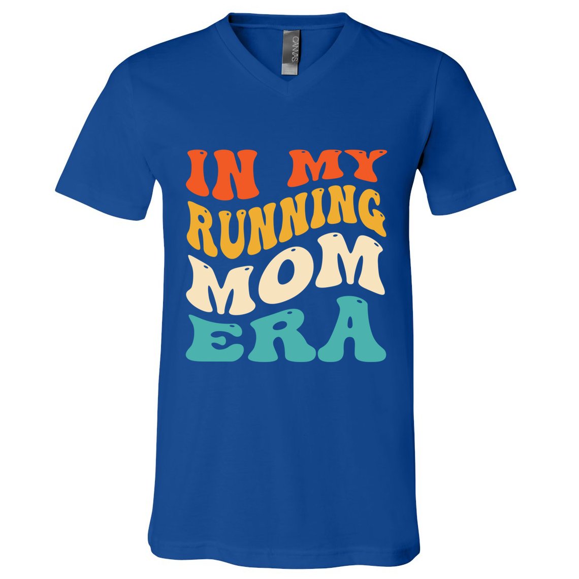 In My Running Mom Era Funny Runner Mom Retro Groovy Cute Gift V-Neck T-Shirt