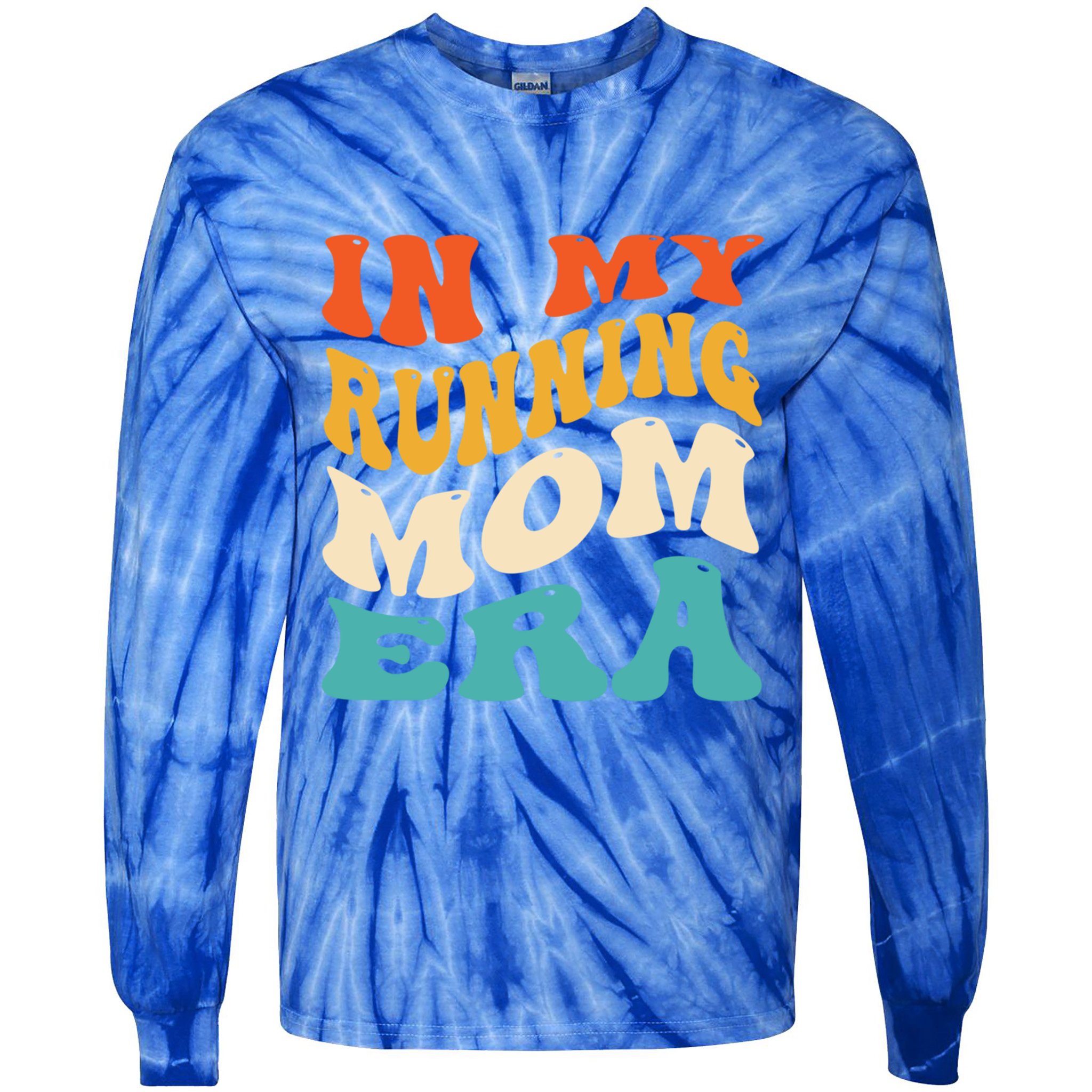 In My Running Mom Era Funny Runner Mom Retro Groovy Cute Gift Tie-Dye Long Sleeve Shirt