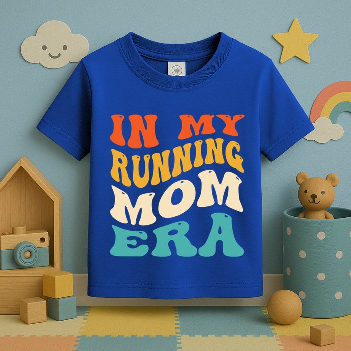 In My Running Mom Era Funny Runner Mom Retro Groovy Cute Gift Toddler T-Shirt
