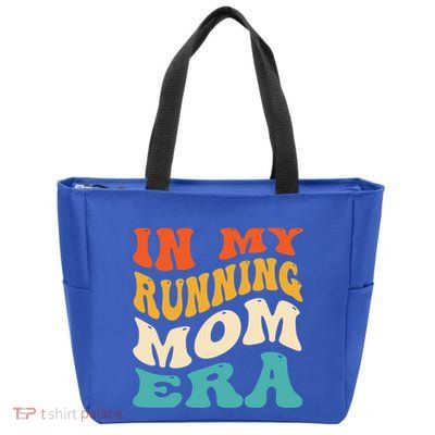 In My Running Mom Era Funny Runner Mom Retro Groovy Cute Gift Zip Tote Bag