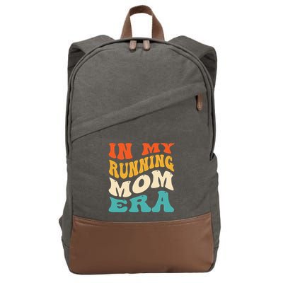 In My Running Mom Era Funny Runner Mom Retro Groovy Cute Gift Cotton Canvas Backpack