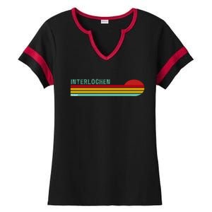 Interlochen Michigan Retro Ladies Halftime Notch Neck Tee