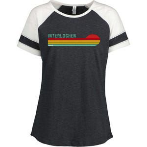 Interlochen Michigan Retro Enza Ladies Jersey Colorblock Tee