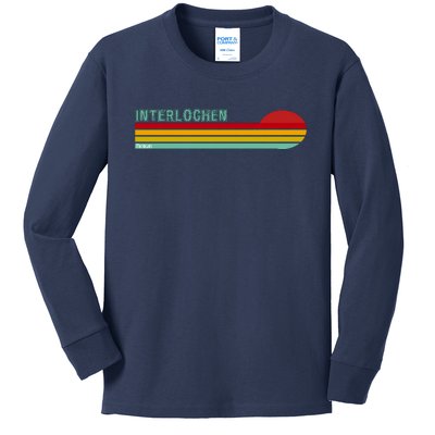 Interlochen Michigan Retro Kids Long Sleeve Shirt