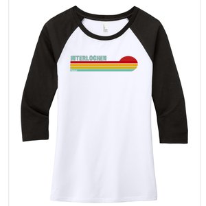 Interlochen Michigan Retro Women's Tri-Blend 3/4-Sleeve Raglan Shirt