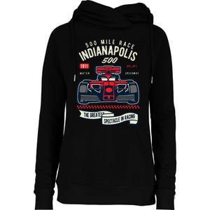 Indianapolis Mile Race Womens Funnel Neck Pullover Hood