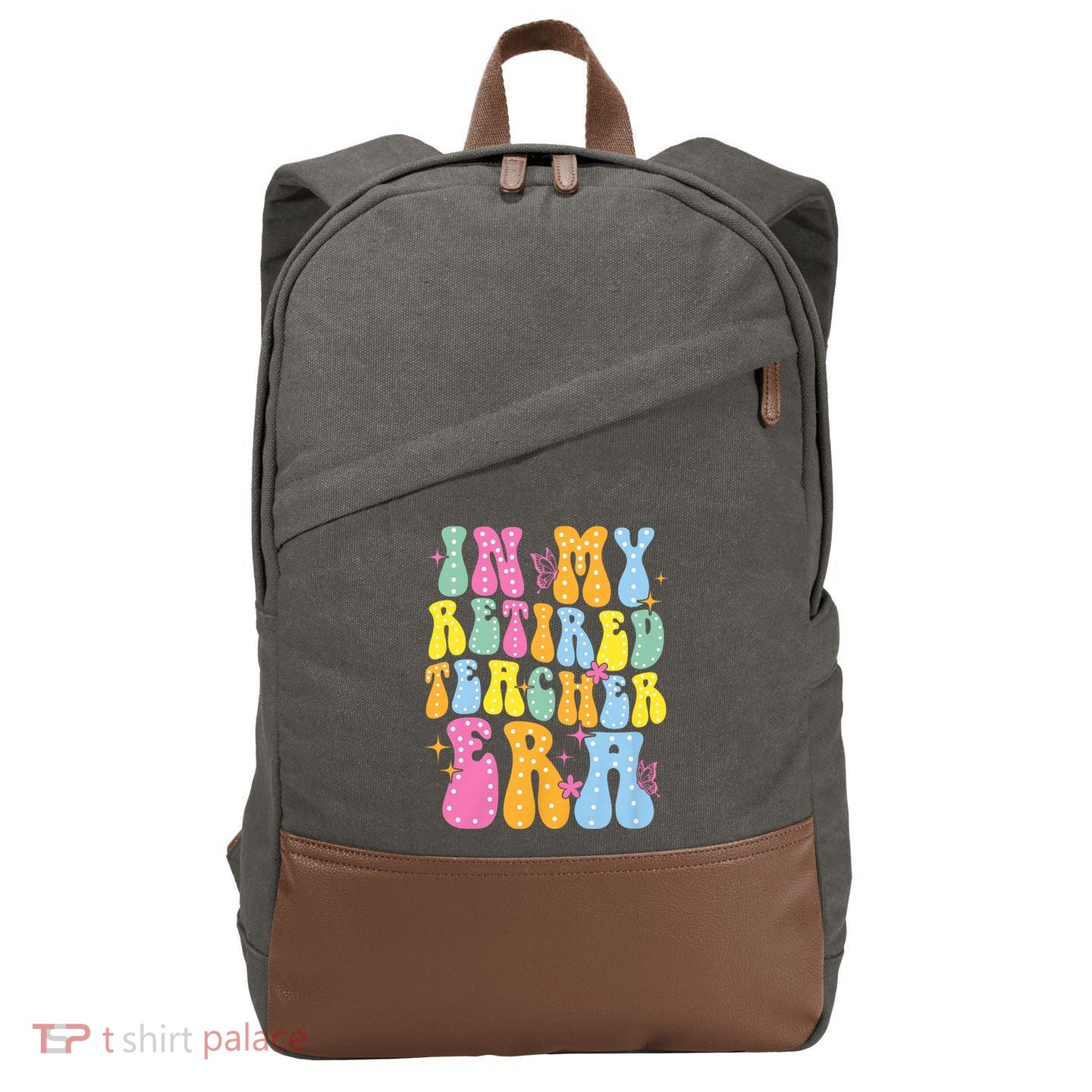 In My Retired Teacher Era Class Of 2025 Funny Retirement Cotton Canvas Backpack