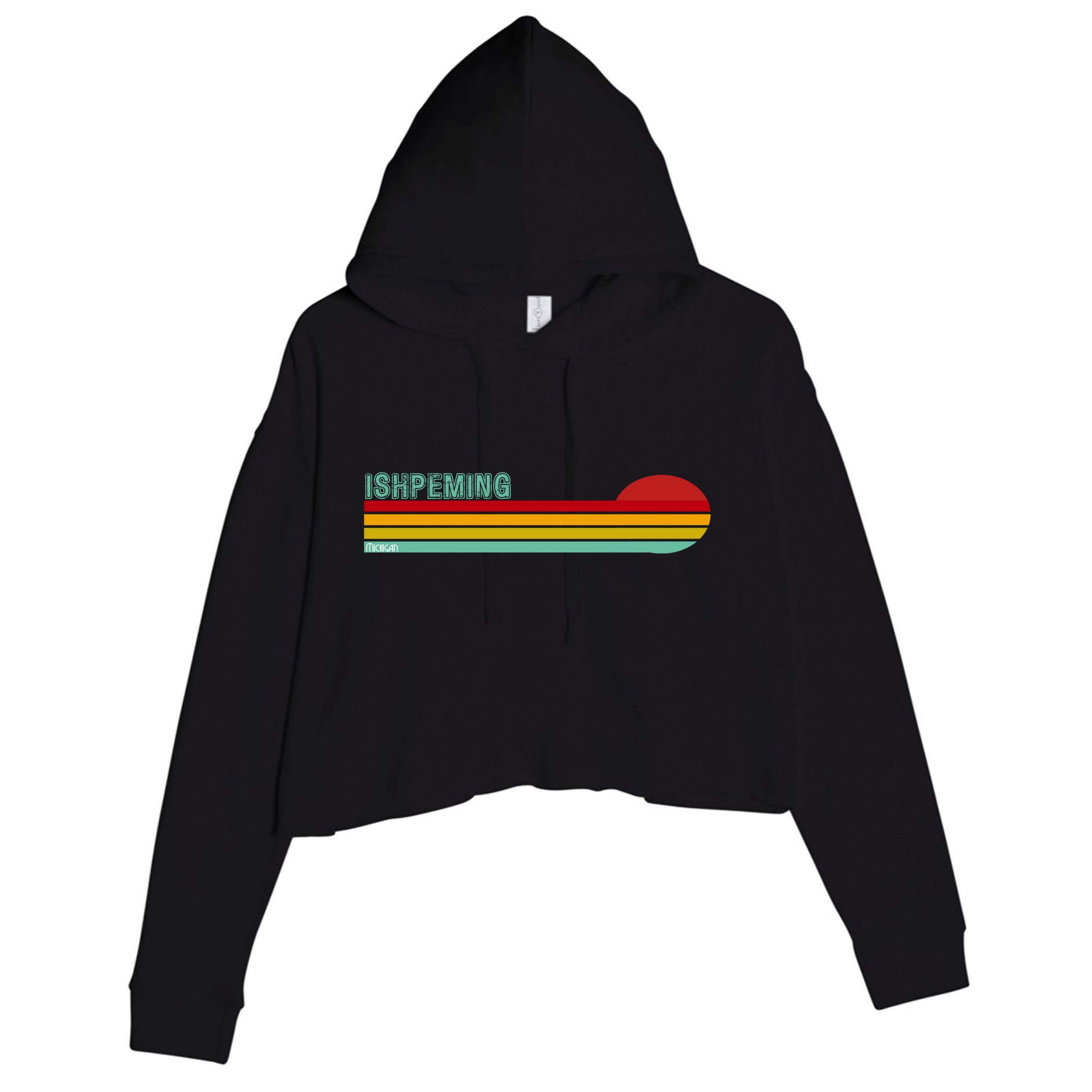 Ishpeming Michigan Retro Crop Fleece Hoodie