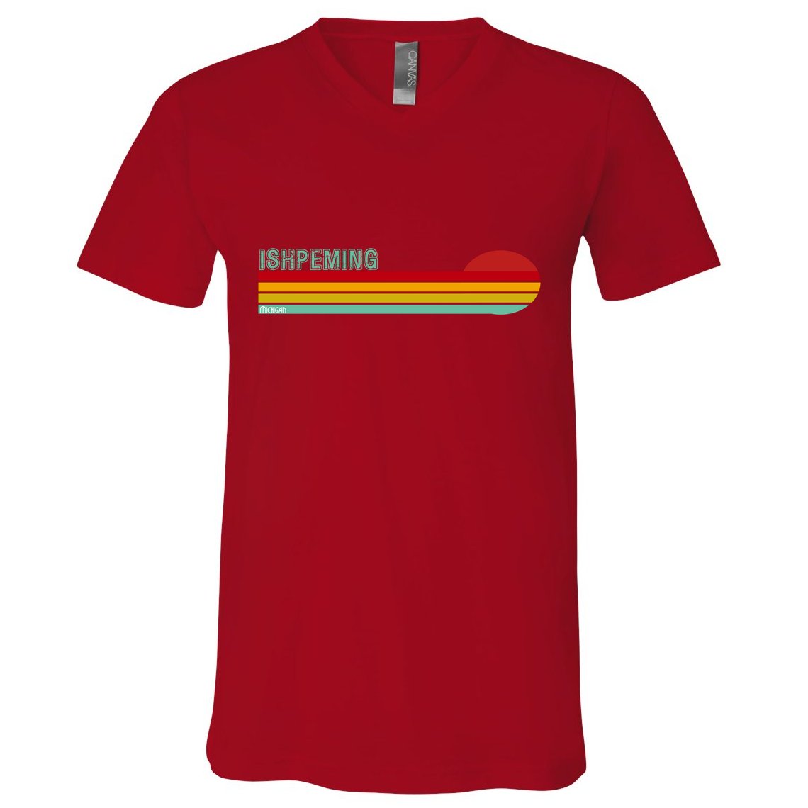 Ishpeming Michigan Retro V-Neck T-Shirt