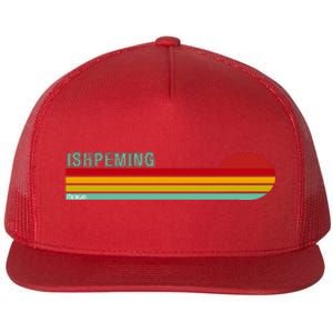 Ishpeming Michigan Retro Flat Bill Trucker Hat