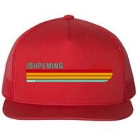 Ishpeming Michigan Retro Flat Bill Trucker Hat