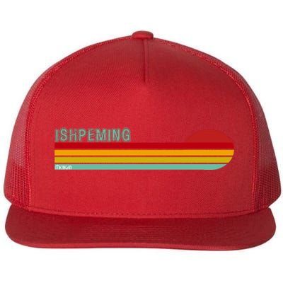 Ishpeming Michigan Retro Flat Bill Trucker Hat