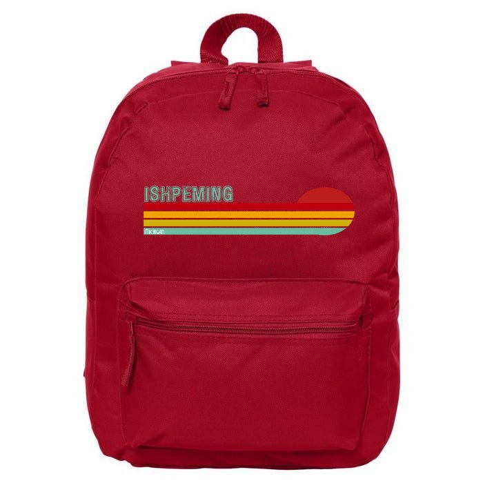 Ishpeming Michigan Retro 16 in Basic Backpack