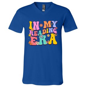 In My Reading Era Book Funny Book Reader Retro Groovy Gift V-Neck T-Shirt