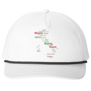 Italy Map Silhouette Flag Towns Cities Rome Travel Europe Snapback Five-Panel Rope Hat