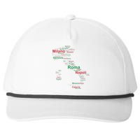 Italy Map Silhouette Flag Towns Cities Rome Travel Europe Snapback Five-Panel Rope Hat