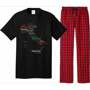 Italy Map Silhouette Flag Towns Cities Rome Travel Europe Pajama Set