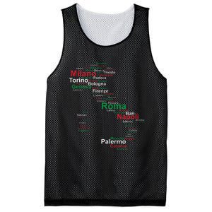 Italy Map Silhouette Flag Towns Cities Rome Travel Europe Mesh Reversible Basketball Jersey Tank