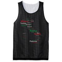 Italy Map Silhouette Flag Towns Cities Rome Travel Europe Mesh Reversible Basketball Jersey Tank