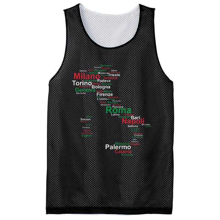 Italy Map Silhouette Flag Towns Cities Rome Travel Europe Mesh Reversible Basketball Jersey Tank