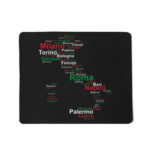 Italy Map Silhouette Flag Towns Cities Rome Travel Europe Mousepad