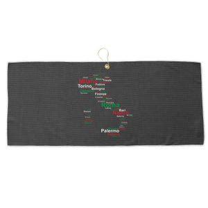 Italy Map Silhouette Flag Towns Cities Rome Travel Europe Large Microfiber Waffle Golf Towel