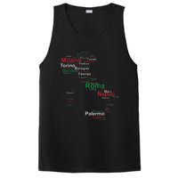 Italy Map Silhouette Flag Towns Cities Rome Travel Europe PosiCharge Competitor Tank