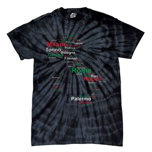 Italy Map Silhouette Flag Towns Cities Rome Travel Europe Tie-Dye T-Shirt