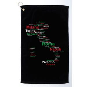 Italy Map Silhouette Flag Towns Cities Rome Travel Europe Platinum Collection Golf Towel