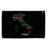 Italy Map Silhouette Flag Towns Cities Rome Travel Europe Grommeted Golf Towel