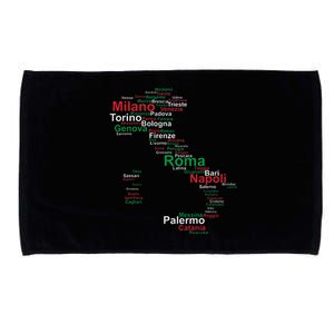 Italy Map Silhouette Flag Towns Cities Rome Travel Europe Microfiber Hand Towel