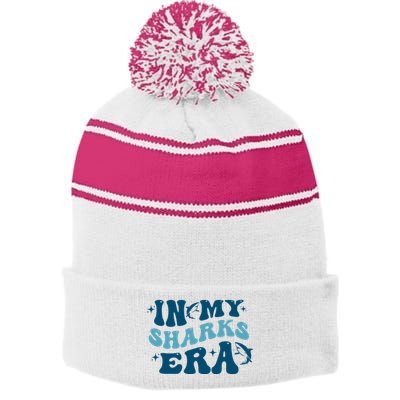 In My Sharks Era Groovy Stripe Pom Pom Beanie