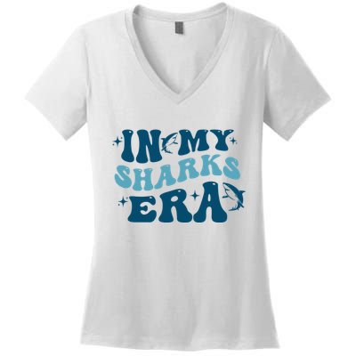 In My Sharks Era Groovy Women's V-Neck T-Shirt