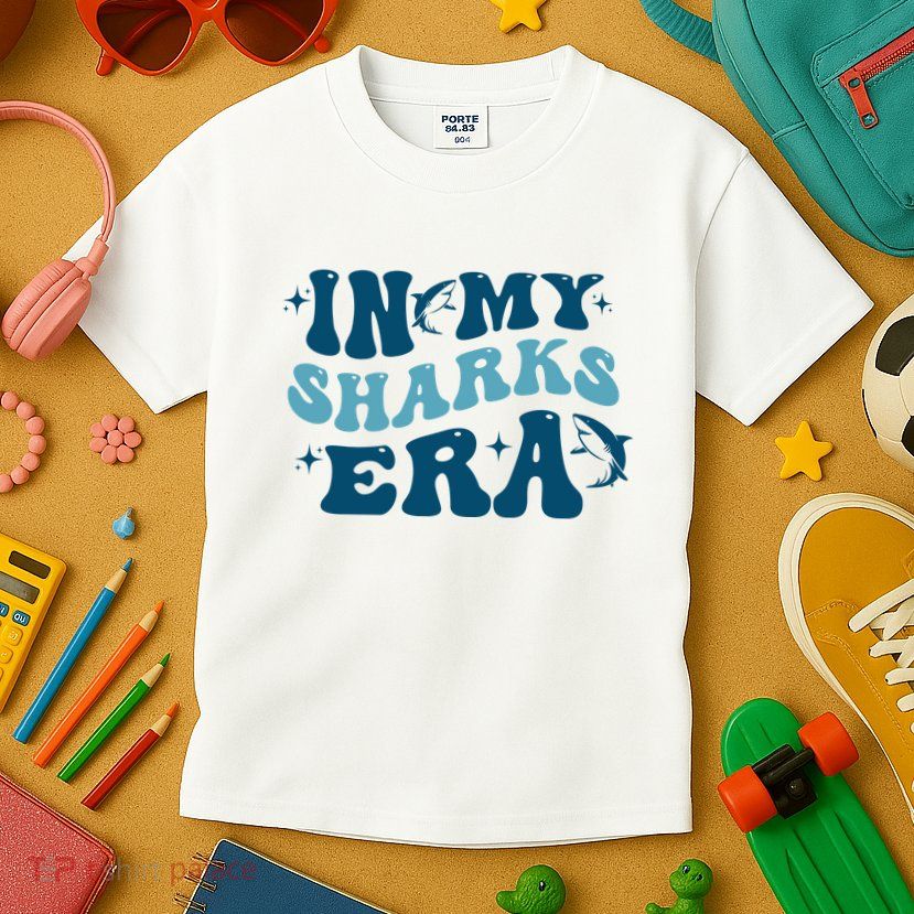 In My Sharks Era Groovy Kids T-Shirt
