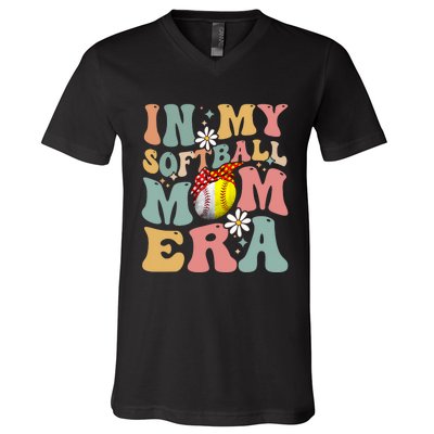 In My Softball Mom Era Funny Softball Mama MotherS Day Gift V-Neck T-Shirt