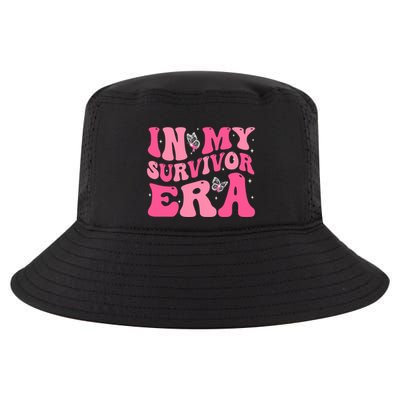 In My Survivor Era Groovy Retro Pink Breast Cancer Awareness Gift Cool Comfort Performance Bucket Hat