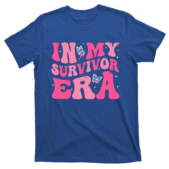 In My Survivor Era Groovy Retro Pink Breast Cancer Awareness Gift T-Shirt