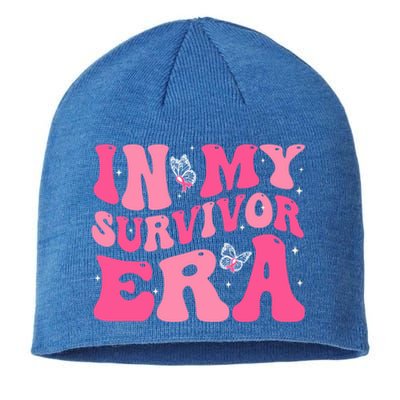 In My Survivor Era Groovy Retro Pink Breast Cancer Awareness Gift Sustainable Beanie