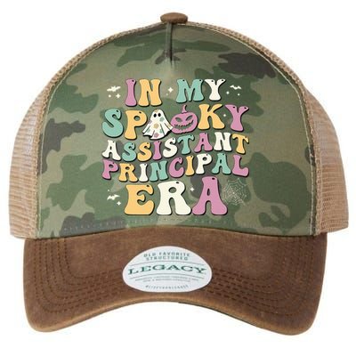 In My Spooky Assistant Principal Era Retro Ghost Halloween Legacy Tie Dye Trucker Hat